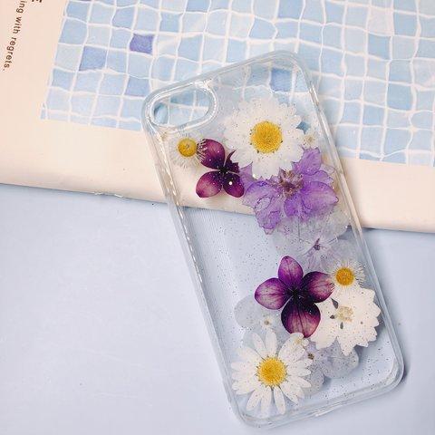 イニシャル 押し花☆全機種対応スマホケースiPhone13/14☆iPhone12/12pro☆iPhone13promax☆iPhoneSE3☆Galaxy S23 Ultra ☆手帳型は作れます