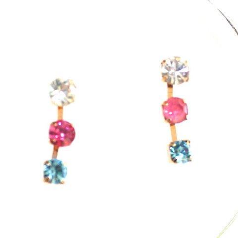 k18gp   vintage glass earrings +ruby 14kgf