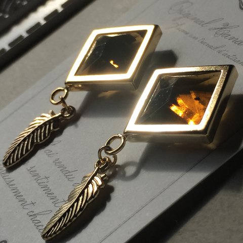 (再販)アンバー&フェザーピアス  