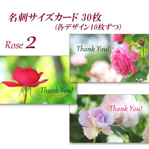 咲き誇るバラたち　  名刺サイズサンキューカード   30枚