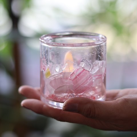 琉球ガラスキャンドルホルダー　花