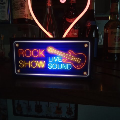 ライブ ミュージック ロック ギター ライブハウス ROCK SHOW 看板 置物 雑貨★LED2wayライトBOX