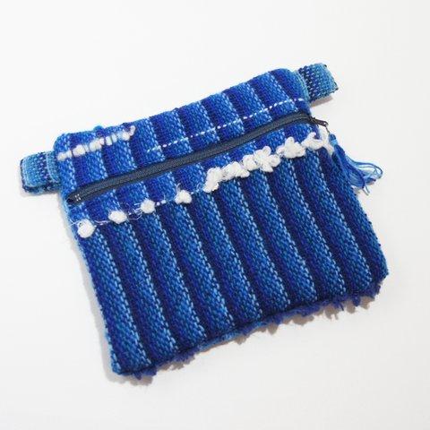 さおり織り☆手織りのポーチ☆ブルー　さをり織り