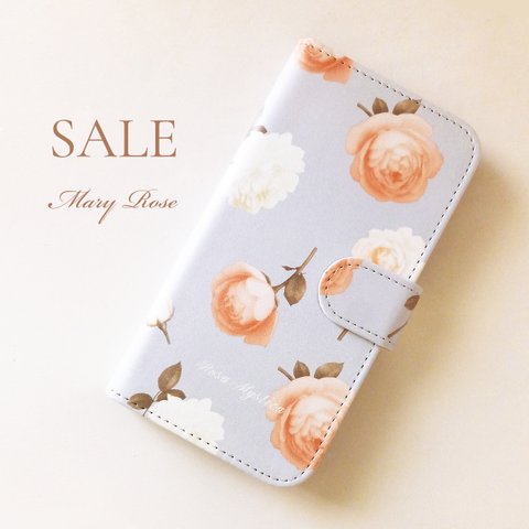 Android One S3 【SALE】 手帳型スマホケース MaryRose ブルー 青 水色 ピンク お花 バラ ローズ セール S3-SH