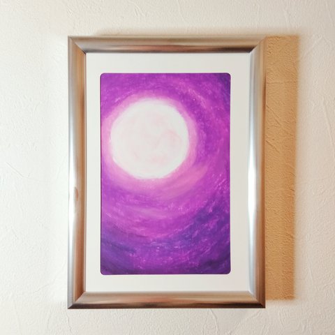 42．紫の夜【クレヨン画】