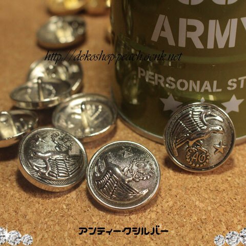 【6個入り】mt-13/（コンチョ）メタルボタン/23mm/アンティークシルバー