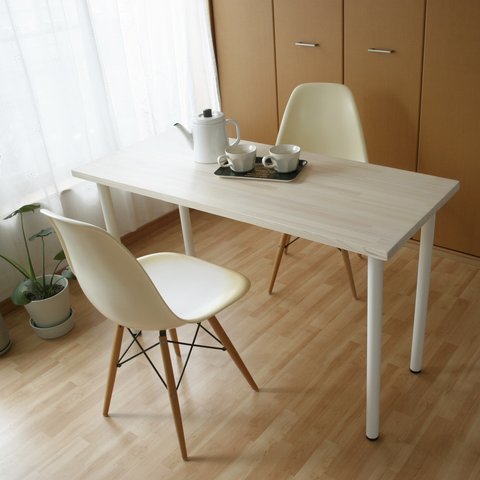 木目を生かしたホワイトカラー作業テーブル：幅90cm×奥行50cm×高さ72cm
