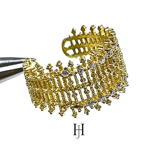 【50個】豪華キュービックジルコニア付き王冠デザインのリング、指輪【jr50】