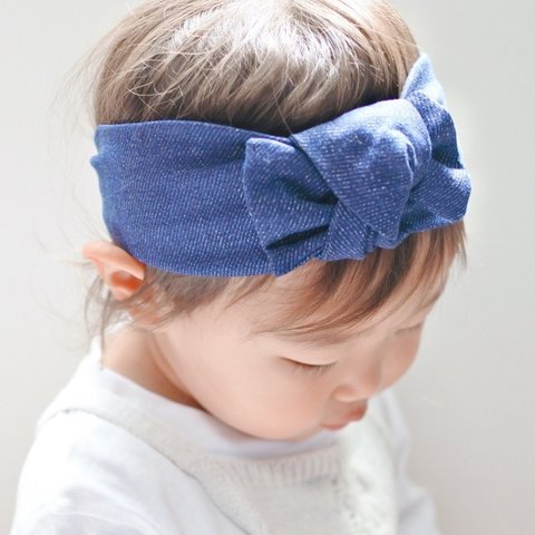 Ribbon headband〔navy〕ヘアバンド 