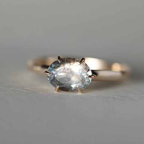 【9.5号】一点物〈one-off〉K10◇アクアマリンサンストーン　0.94ct 10金 指輪〈one off_51〉