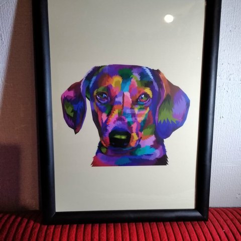 グラフィックアート★colorful dog★A4アートポスターBeagle