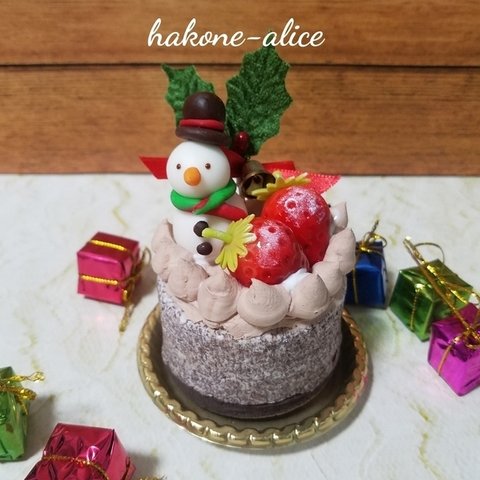 スノーマンのクリスマスケーキ　フェイクスイーツ