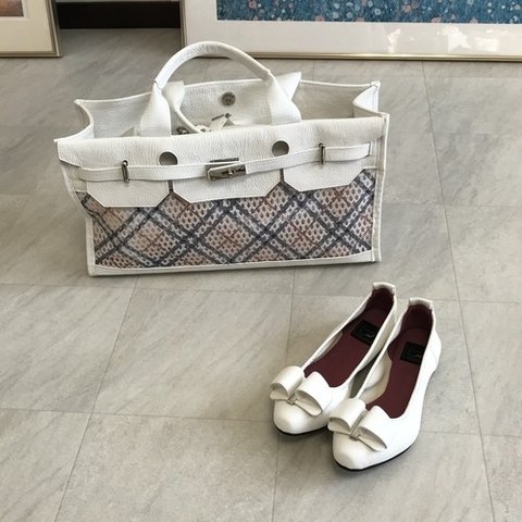 メッシュバッグ　white/チェック