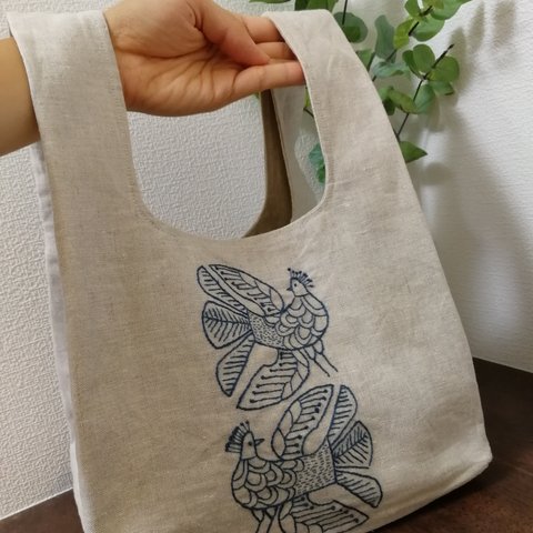 ハンドメイド　エコバッグ　ハンドバッグ　