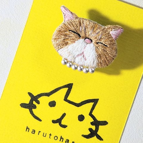 エキゾチックねこさん刺繍ブローチ