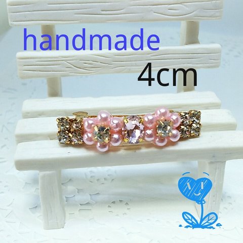 🔵 Pink beads バレッタ 4cm 🔵商品番号 J-40