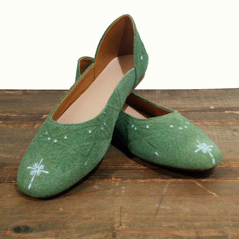 [SALE] Rangori Flat shoes ランゴリ レザーパンプス   D.green 24cm