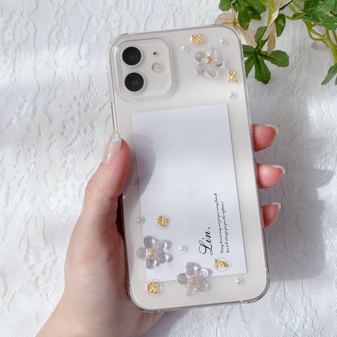 クリアケース クリア フラワー 金箔 iPhoneケース iPhone14 iPhone13 iPhone12 iPhone11 スマホケース シンプル かわいい おしゃれ