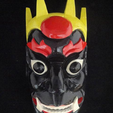 貴州漢民族 儺戯仮面 中国インテリア ウォール装飾 儀式ダンス 100%ウッド クラフト 民族アート#103