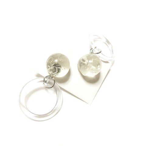shinyclear ball and hoop earring
