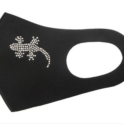 Shareki Lサイズ マスクアクセサリー アイロンで付ける キラキララインストーン ファッションマスク 蜥蜴 トカゲ hf-tokage-mask