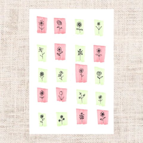 Flowers - pink & green -