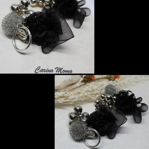 Silver Ball Ribbon Flower （Black）