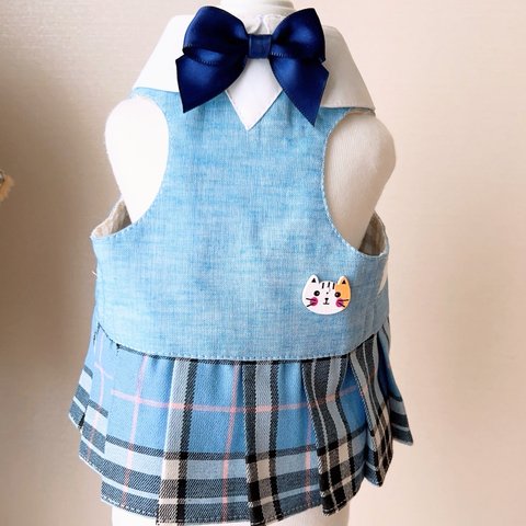    〔新作〕♬春入学シーズン🌸制服ハーネス 猫ボタン付き