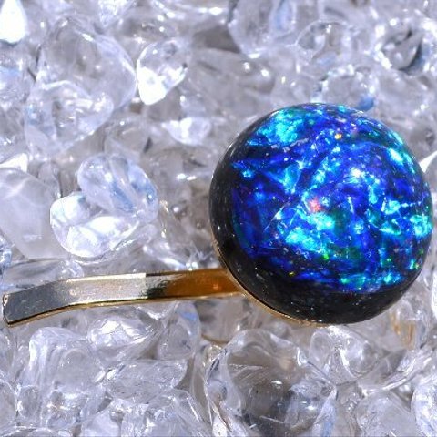 ポ二ーフック（半球型：直径2.1cm）【ホロシート（新ブルー）＋宇宙球】