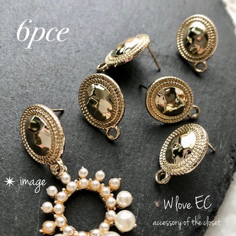 【6pce】gold 1カン付き ピアス