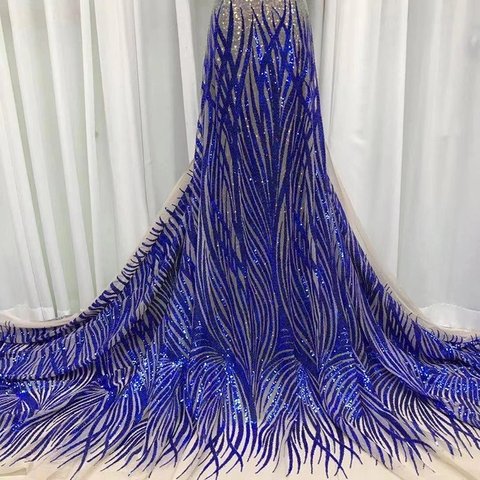 豪華スパンコールクロス 130cm*2.25m　ブルー