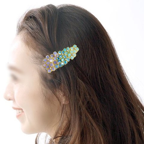 ヘアクリップ　紫陽花パステル　 パール ヘアピン ヘアアクセサリー 上品 かわいい パーティ 結婚式 二次会母の日