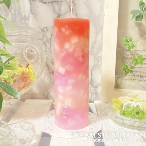 Φ5.1cm×H15cm ペタルキャンドル (キャロット) № 000687 /Gradation Candle