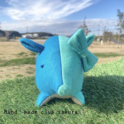 放牧はじめました＾＾　『ぶたこ』ぬいぐるみ　Ocean　blue