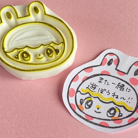 メッセージが書ける📝うさぎ頭巾ちゃん🐰の消しゴムはんこ