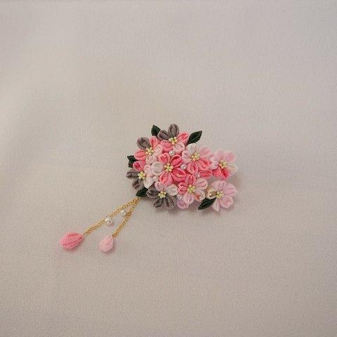 桜の髪飾りorブローチ／ピンク