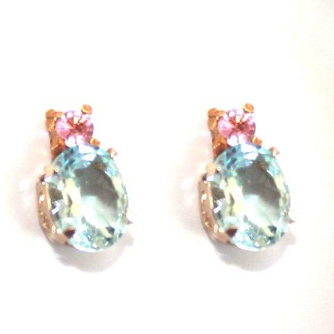 - aqua - Pink Sapphire & Topaz Earrings