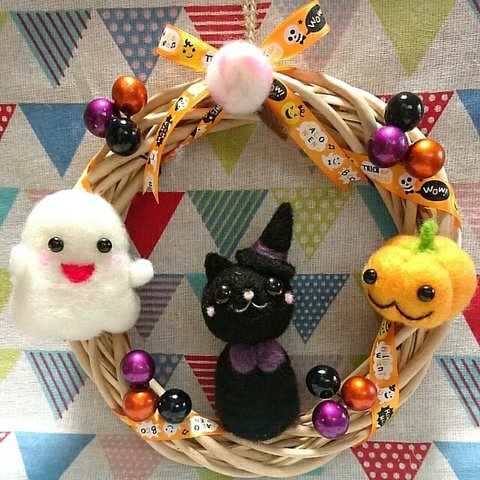 【特別価格】クロネコちゃんのhappy♡halloweenリース♡