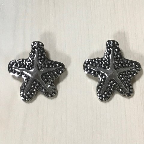 ANTIQUE SILVER STAR FISH BUTTON PARTS