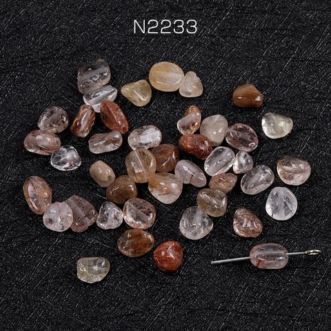 N2233 45個 天然石ビーズ 天然石さざれ石 銅ルチルクォーツ 3×（15ヶ）