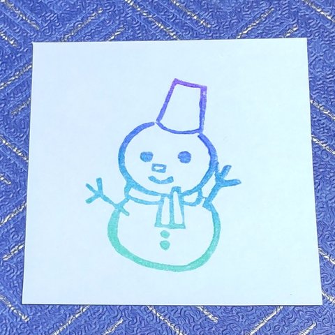 消しゴムはんこ　雪だるま