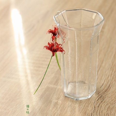 *:.。.:*゜彼岸花   曼珠沙華 赤 *:.。.:*゜ピアス（イヤリング） red spider lily  ディップアート 和装  ≪敏感肌に安心≫ ニッケルフリー