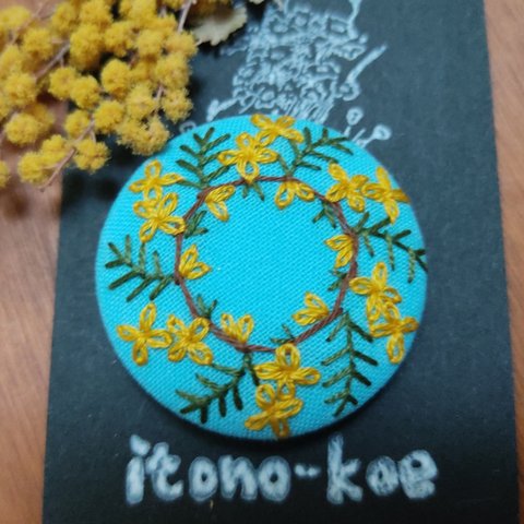 【送料無料】秋空のキンモクセイリース　刺繍ヘアゴム