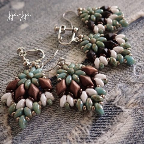 beads earrings ＊ JEMDUO / Brown / Black