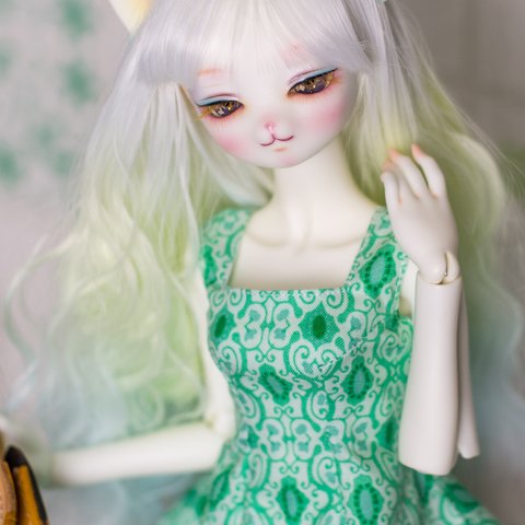 【送料無料】Dearmine DLサイズ　レトロワンピース　グリーン