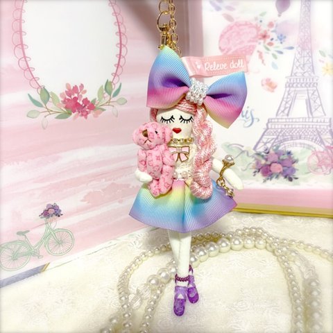 受注製作♡ レインボールルベちゃん  バッグチャーム