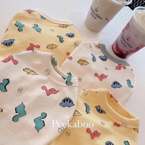 プチダイナソーTシャツ タンクトップ 犬服 韓国 オーダーメイド かわいい ハンドメイド 恐竜 小型犬 中型犬