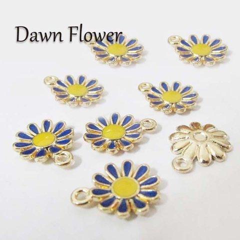 【D-1207】20pcs　花　15×12mm　ブルー　チャーム　ハンドメイドパーツ