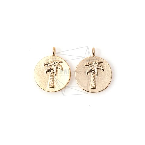 PDT-1153-MG【2個入り】 パームツリーコインペンダント,Palm Tree Coin Pendant