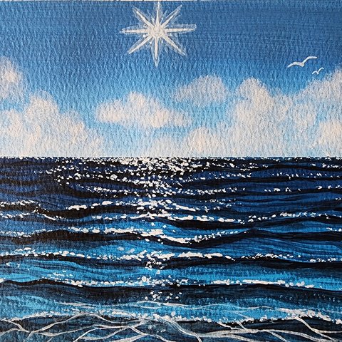 アクリル画　海　風景画　絵画　イラスト　アート　海の絵